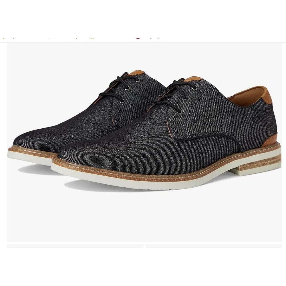 Florsheim Highland Canvas Denim Oxford 7.5M NWOB Blk/Wht 14273-001 Casual Euro